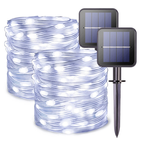 JMEXSUSS 200 LED White Solar String Lights Outdoor Waterproof, 2 Pack 66ft Solar String Lights with 8 Modes, Solar Powered String Lights for Garden Patio Tree Spring Decorations JMEXSUSS 200 LED White Solar String Lights Outdoor Waterproof, 2 Pack 66ft Solar String Lights with 8 Modes, Solar Powered String Lights for Garden Patio Tree Spring Decorations