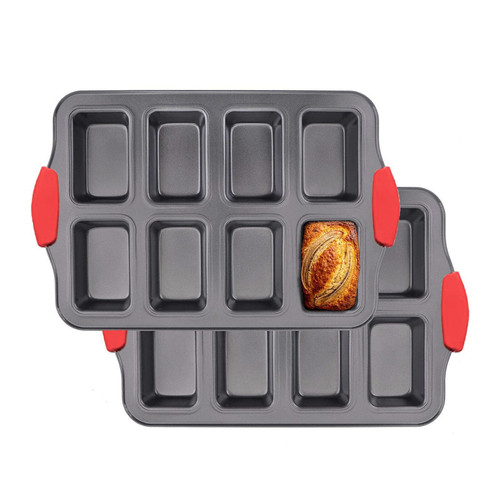 NBFTLTOP Mini Loaf Pan Nonstick Carbon Steel Mini Bread Loaf Pan- 8 Cavity 2pcs Non-toxic & Easy Cleanup, Gray (With handle) NBFTLTOP Mini Loaf Pan Nonstick Carbon Steel Mini Bread Loaf Pan- 8 Cavity 2pcs Non-toxic & Easy Cleanup, Gray (With handle)