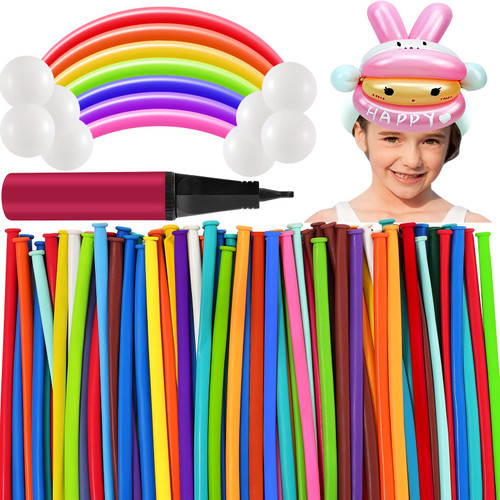 Telodyme 400PCS Long Balloons,Assorted Color Twisting Animal Balloons,260Q Magic Modeling Balloons,Thickening Latex Twisting Balloons for Animal Shape Birthday Clowns Party Wedding Decorations