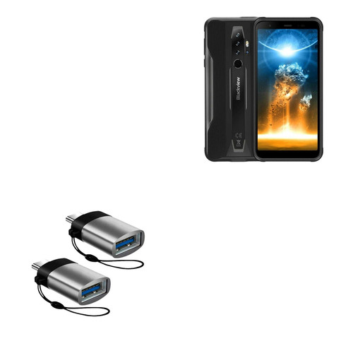 Cable for Blackview BV6300 Pro (Cable by BoxWave) - USB Type-C PortChanger (2-Pack), USB Type-C OTG USB Portable Keychain for Blackview BV6300 Pro - Slate Grey