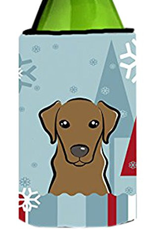 Caroline's Treasures Winter Holiday Chocolate Labrador Wine Bottle Koozie Hugger, 750 ml, Multicolor