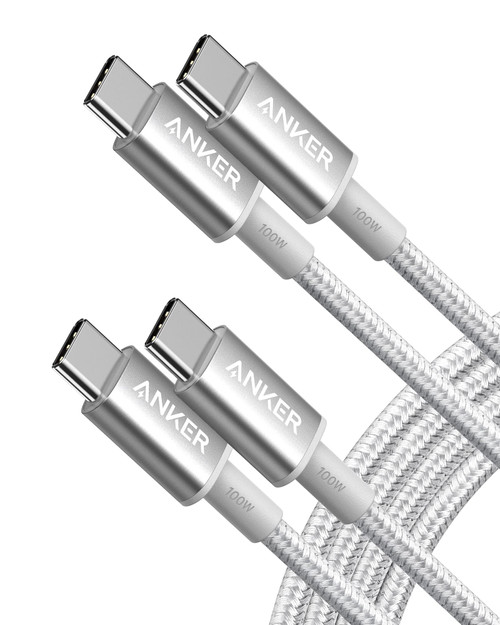 Anker 333 USB C to USB C Cable (6ft 100W, 2-Pack), USB 2.0 Type C Charging Cable Fast Charge for MacBook Pro 2020, iPad Pro 2020, iPad Air 4, Samsung Galaxy S21, Pixel, Switch, LG, and More (Silver)