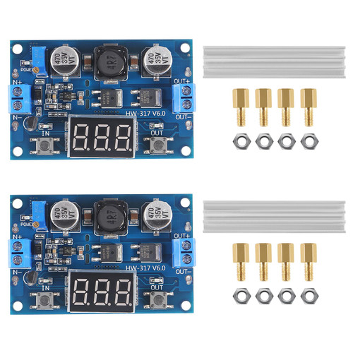 D-FLIFE 2pcs LTC1871 DC-DC Boost Step-up Voltage Converter Module 100W High Power Adjustable Output 3.5-35V Power Regulator Board with LED Voltage Meter