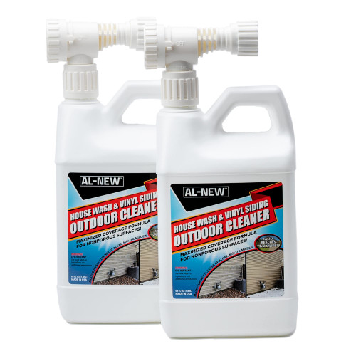 AL-NEW Outdoor Cleaner | Versatile Outdoor Cleaner 64oz Hose End Sprayer (Pack of 2) (House Wash & Vinyl Siding Outdoor Cleaner)