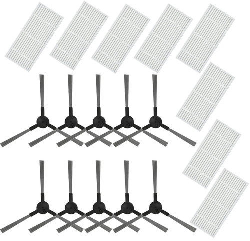 JJ Neumann Replacement Parts for MAMNV BR150/BR151, for ZCWA BR150/BR151, for MANVINS G20, for ONSON BR150/BR151, for GTTVO BR150/BR151 Robot Vacuum Cleaner 8 Filters + 10 Side Brushes Accessories
