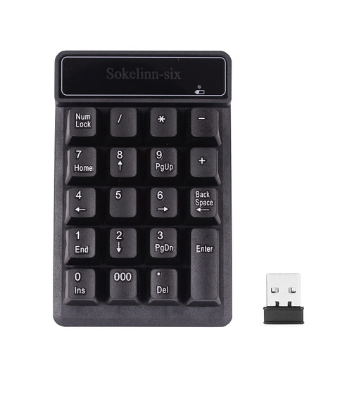 Sokelinn-six Numeric Keyboard,2.4G Wireless 19 Keyboard Number Pad Silent Keypad USB Receiver for Laptop Notebook Windows System