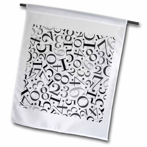 3dRose Anne Marie Baugh - Patterns - Black, Gray, and White Numbers Pattern - Flags (fl_354364_1)