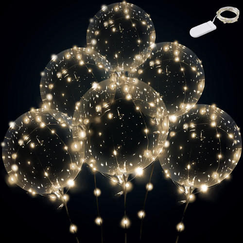 Light up led balloons , 12 set String LED Bubble Balloons with 15 pcs 24inch clear balloons for Helium tank ,Christmas Party, Birthday Wedding House Decorations,Amazing Party Decoration (warm white-12 sets with battery)