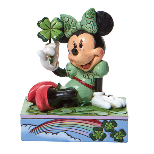 Enesco Jim Shore Disney Traditions Minnie Mouse Shamrock Personality Pose Figurine, 3.25 Inch, Multicolor