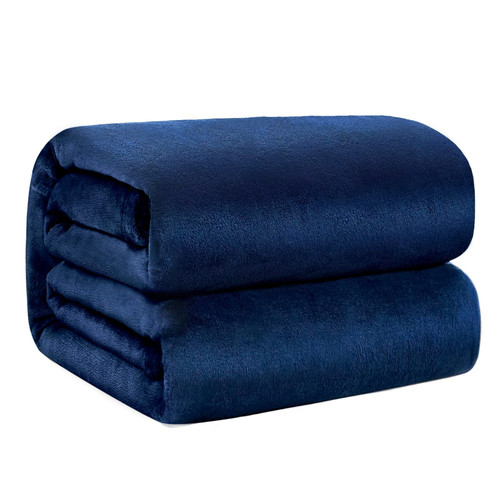 Comaza Fleece Blanket Queen Size Navy Blue Throw Blanket - Lightweight Plush Soft & Cozy Bed Blanket Microfiber Flannel Fuzzy Flannel Blanket for Couch and Sofa (90x90 inches)