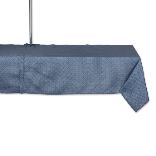 DII Indoor/Outdoor Tabletop Collection Umbrella Hole with Zipper, Machine Washable, Tonal Lattice, Tablecloth, 60x120, French Blue