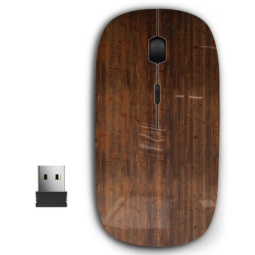 2.4G Ergonomic Portable USB Wireless Mouse for PC, Laptop, Computer, Notebook with Nano Receiver ( Wooden )