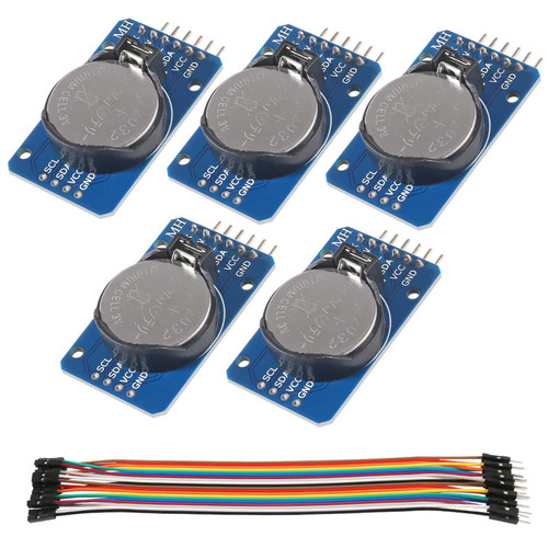 5PCS DS3231 AT24C32 IIC RTC Module Clock Timer Memory Module Beats Replace DS1307 I2C RTC Board with Male to Female Jumper Wire Cable