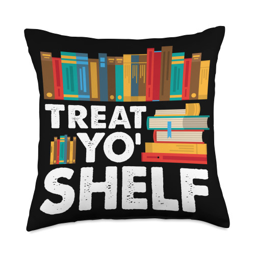 Reading Lovers Apparel Reading Teacher Book Reader Student Treat Yo Shelf Throw Pillow, 18x18, Multicolor