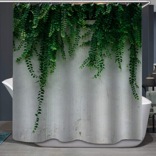 Fabric Shower Curtain,Lush Vine Green Leaves Ivy Plant on Grey Background Polyester Designer Cloth, Print Decorative Bathroom Curtains Include Hooks Set(72?w by 72?L) (1561)