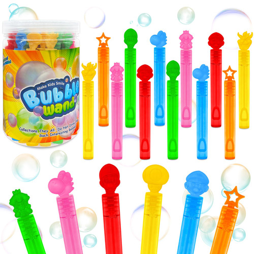 32 Piece Mario Bubbles for Kids Party Favors Mini Bubble Wand Bulk Party Goodie Bag Stuffers Supplies Carnival Prizes Christmas Themed Birthday Wedding Bath Time Gifts for Boys Girls
