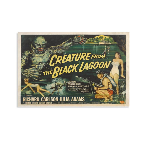 Creature from The Black Lagoon 1954 Classic Vintage Horror Movie Posters Cool Aesthetic Poster (1) Canvas Wall Art Prints for Wall Decor Room Decor Bedroom Decor Gifts 08x12inch(20x30cm) Unframe-sty