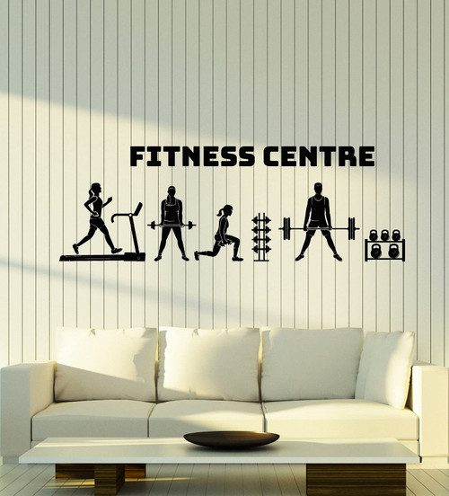 Vinyl Wall Decal Gym Woman Fitness Center Bodybuilding Sports Stickers Mural Large Decor (g6060) Black Vinyl Wall Decal Gym Woman Fitness Center Bodybuilding Sports Stickers Mural Large Decor (g6060) Black