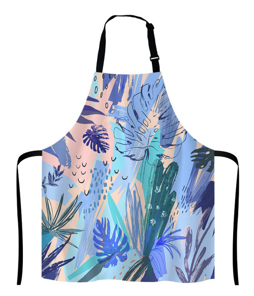 Lefolen Watercolor Tropical Flower Bib Apron with Adjustable Neck for Men Women,Suitable for Home Kitchen Cooking Waitress Chef Grill Bistro Baking BBQ Apron