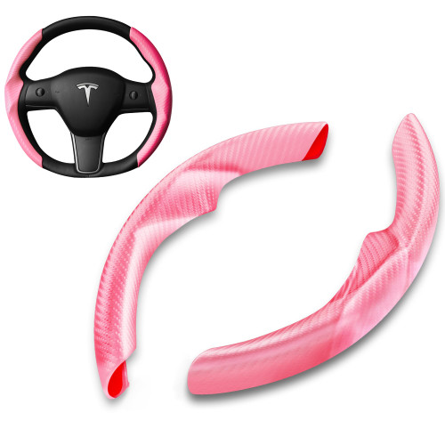 Arcoche Steering Wheel Cover for Tesla Model 3 Model Y 2017-2023, Carbon Fiber Steering Wheel Cover Grip Coustom Fit for Tesla Model 3 Model Y Accessories