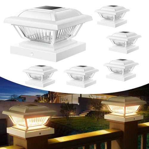 ELECLINK Solar Post Cap Lights 6 Pack, Warm White Solar Outdoor Post Lights, Waterproof Fence Post Cap Lights Solar Powered Fit 3.5x3.5 4x4 4.5x4.5 5x5 Post for Garden Fence Deck Patio Yard Decoration ELECLINK Solar Post Cap Lights 6 Pack, Warm White Solar Outdoor Post Lights, Waterproof Fence Post Cap Lights Solar Powered Fit 3.5x3.5 4x4 4.5x4.5 5x5 Post for Garden Fence Deck Patio Yard Decoration