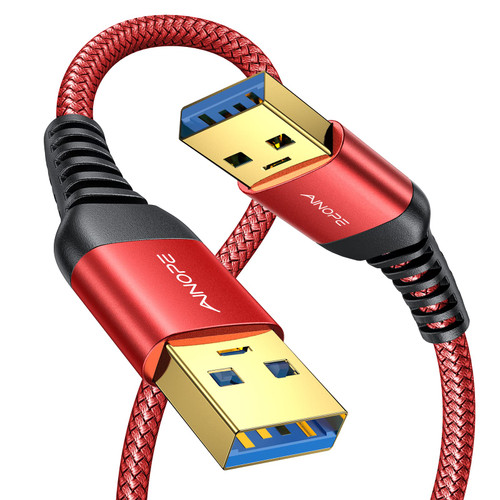 AINOPE USB 3.0 A to A Male Cable,USB 3.0 to USB 3.0 Cable [6.6FT][Never Rupture] USB Male to Male Cable Double End USB Cord Compatible with Hard Drive Enclosures, DVD Player, Laptop Cool-Red