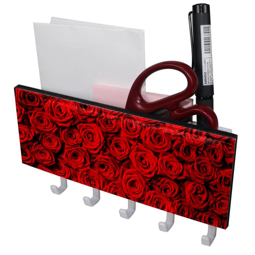 Self Adhesive Hooks Wall Mounted, Coat and Hat Hooks Rack, Red Rose Flower Pattern Towel Hanger Hook, Door Bathroom Kitchen Bathroom Decor