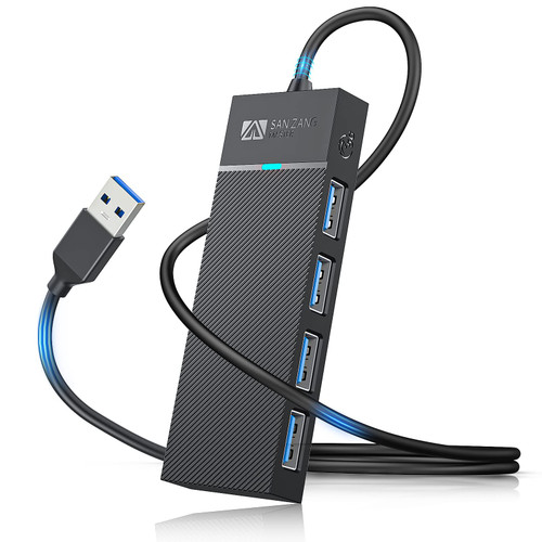 4 Port USB 3.0 Hub,Ultra-Slim USB Hub,USB Splitter,USB Extender for Laptop USB Multiport Adapter Multi USB Port Expander for MacBook Air Por Windows/Mac OS, Linux Flash Drive, Mobile HDD(1.6FT/0.5M)