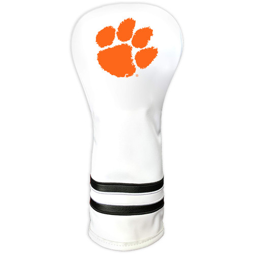 Team Golf NCAA Clemson Tigers White Vintage Fairway Head Cover White Vintage Fairway Golf Club Headcover, Form Fitting Design, Retro Design & Superb Quality