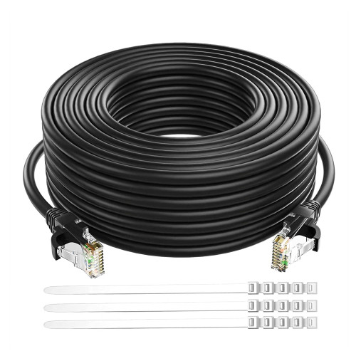Adoreen Cat 6 Ethernet Cable 150 ft-Black, High Speed Internet Cable (6 Colors for Selection) Support POE Gigabit Cat6 Cat 5e Cat 5 Cable Long Flexible Network Cable RJ45 Patch Cord+15 Ties