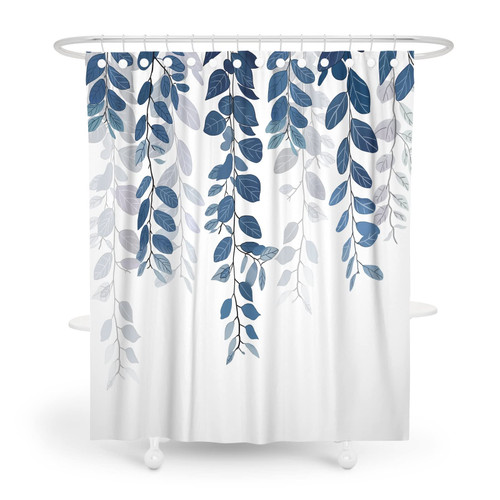 JIYANJ Blue Shower Curtains for Bathroom Fabric Shower Curtain Set Navy Blue Plant Shower Curtain Modern Waterproof Farmhouse Shower Curtain with 12 Hooks 72 X 72 Inches JIYANJ Blue Shower Curtains for Bathroom Fabric Shower Curtain Set Navy Blue Plant Shower Curtain Modern Waterproof Farmhouse Shower Curtain with 12 Hooks 72 X 72 Inches