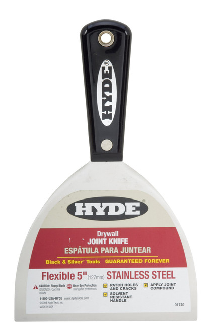 Hyde Tools 1740 5-Inch Flexible Stainless Steel Joint Knife, Black and Silver