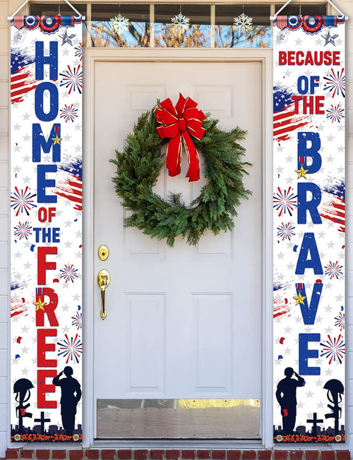 Patriotic Soldier Porch Sign Banner Decoration,Home of the Free 4th of July Front Door Hanging Banner for Independence Day Memorial Day Welcome Home Decoration(porch sign) Patriotic Soldier Porch Sign Banner Decoration,Home of the Free 4th of July Front Door Hanging Banner for Independence Day Memorial Day Welcome Home Decoration(porch sign)