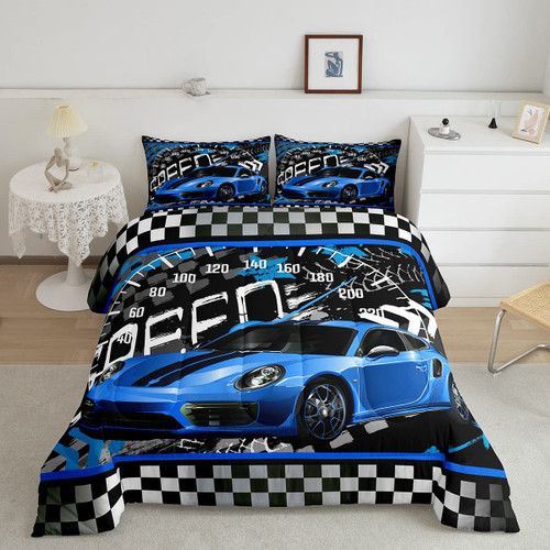 Feelyou Blue Race Car Comforter Set Sports Car Bedding Set for Kids Boys Car Sports Comforter Geometric Checkered Extreme Sports Inner Fill Duvet Set 1 Comforter Set with 1 Pillowcase Twin Size Feelyou Blue Race Car Comforter Set Sports Car Bedding Set for Kids Boys Car Sports Comforter Geometric Checkered Extreme Sports Inner Fill Duvet Set 1 Comforter Set with 1 Pillowcase Twin Size