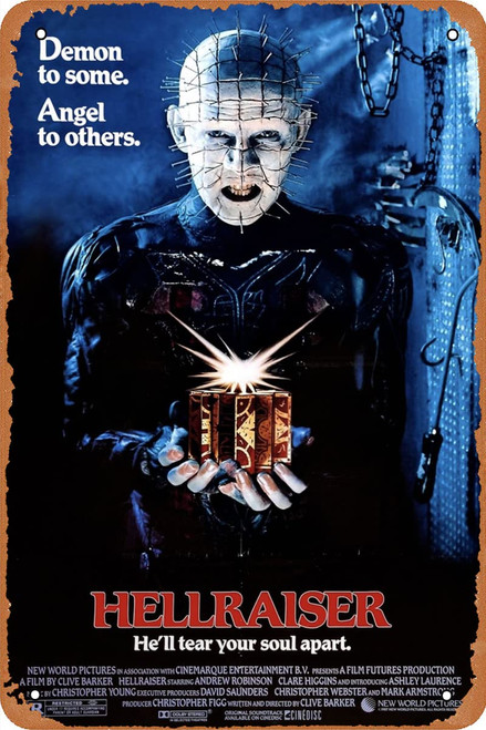 Hellraiser Movie Tin Sign Vintage Home Decor Wall Art Poster Retro Art Wall Decor Metal Sign Poster 8x12 inch
