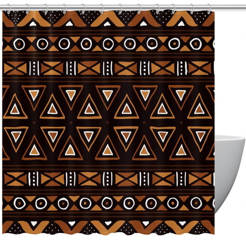 VAPOKF Shower Curtain for Bathroom Decor, African Ethnic Ornament Waterproof Polyester Fabric Bath Curtain Set with 12 Hooks - 66x72 Inches