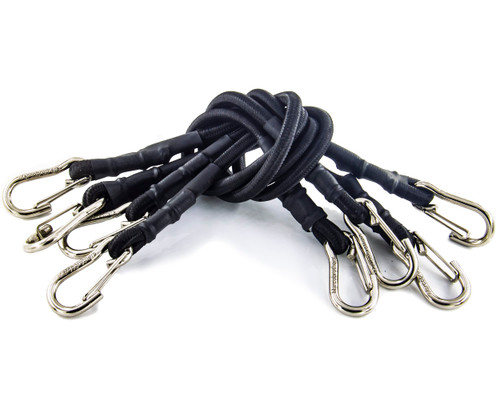 Bungee Cords Elastic Straps with Hooks Lightweight Duty Bungee Cord (24 inch x 4 Pack, Black)