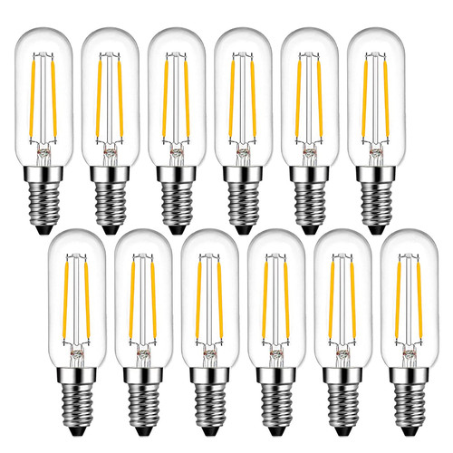 SHUWDKAR E14 25W LED Bulb 2700K Warm White 250LM, Clear Glass Vintage LED Filament Edison Bulb E14 European Base for Chandelier, Ceiling Fan, Pendant Light, 12 Pack