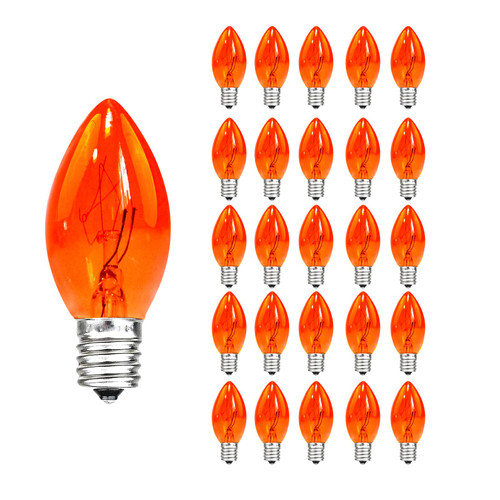 CHYParty 25 Pack C7 Replacement Bulbs, Halloween Orange Light Bulbs, 5W Incandescent E12 Base Night Light, C7 Bulbs Orange Light for Outdoor String Lights Christmas Patio Windows Decor CHYParty 25 Pack C7 Replacement Bulbs, Halloween Orange Light Bulbs, 5W Incandescent E12 Base Night Light, C7 Bulbs Orange Light for Outdoor String Lights Christmas Patio Windows Decor