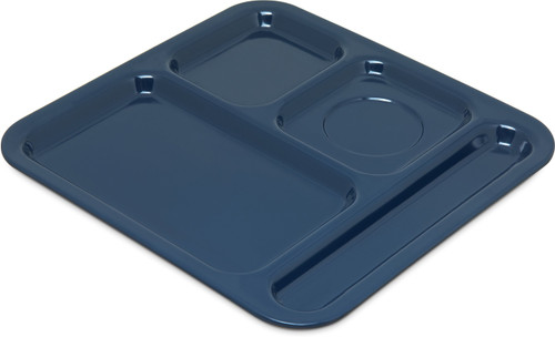 Carlisle FoodService Products Carlisle FoodService Products Melamine Right-Hand 4-Compartment Tray, 10x9.75 Inches, Dark Blue, (Pack of 48)