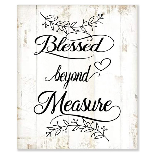 Blessed Beyond Measure Rustic Wall Art Decor Religious Signs Christian Jesus Bible Verse Wood Sign Farmhouse Wooden Plaque Kitchen Bedroom Living Room Home Decor Birthday Gift