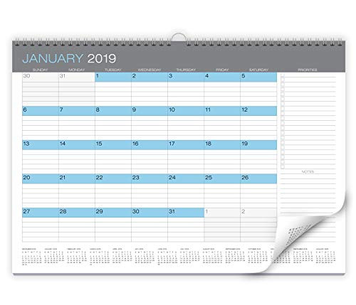 Wall Calendar from January 2019 Through December 2019 - Classic Desk Calendar - Monthly Calendar Planner - Daily Planner - Desktop Calendar 2019 - Wall Hanging Calendar - Modern Office Calendar