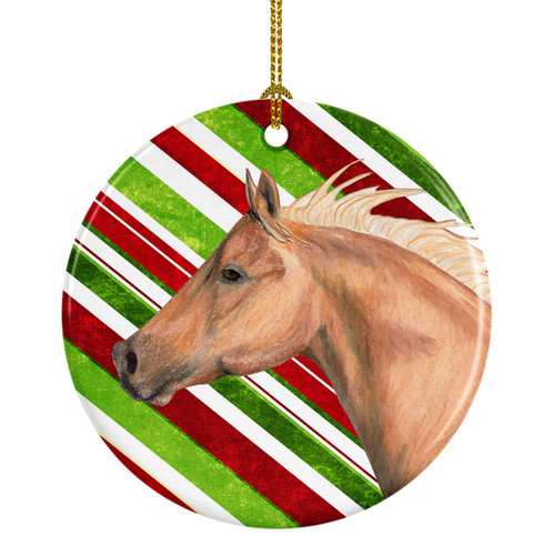 Caroline's Treasures Horse Candy Cane Holiday Christmas Ceramic Ornament Christmas Tree Hanging Decorations for Home Christmas Holiday, Party, Gift, 3 in, Multicolor