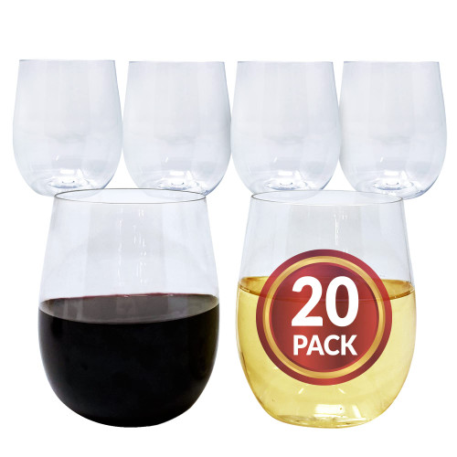 Reli. (20 Pack Disposable Wine Glasses 12 oz | Stemless Plastic Wine Glasses for Parties | Wine Cups | BPA-Free, Shatterproof Plastic | Clear Drinking Party Cups for Cocktails, Whiskey, Wedding Reli. (20 Pack Disposable Wine Glasses 12 oz | Stemless Plastic Wine Glasses for Parties | Wine Cups | BPA-Free, Shatterproof Plastic | Clear Drinking Party Cups for Cocktails, Whiskey, Wedding