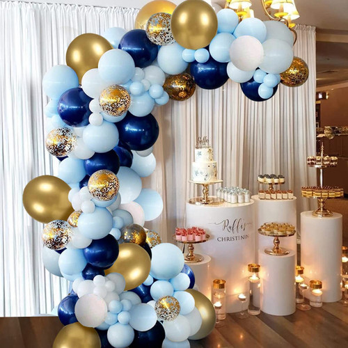 Blue Balloons Arch Garland Kit, 94PCS Blue Gold White Confetti Latex Balloons for Birthday Party Baby Shower Wedding Graduation Backdrop Decorations Party Supplies (Blue Gold) Blue Balloons Arch Garland Kit, 94PCS Blue Gold White Confetti Latex Balloons for Birthday Party Baby Shower Wedding Graduation Backdrop Decorations Party Supplies (Blue Gold)