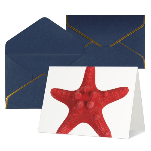 red starfish Printed Greeting Note Cards Thank You Cards Blank Notecards Wtih Envelopes Holiday Cards For Christmas Birthdays Blue