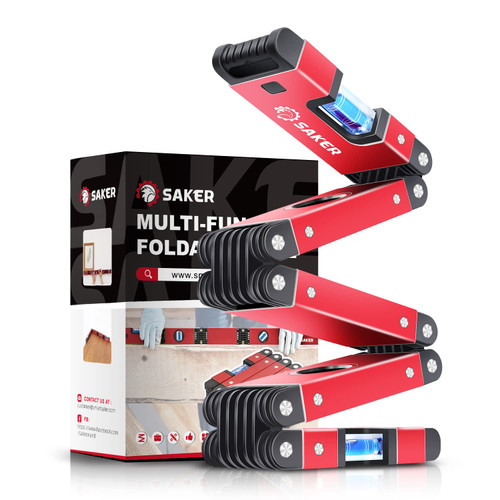 Saker Multi-function Foldable Level, 28-Inch Multi-Angle Measurement Woodworking Tools,Precise Leveling In Any Position,Save Your Precious Time Blue