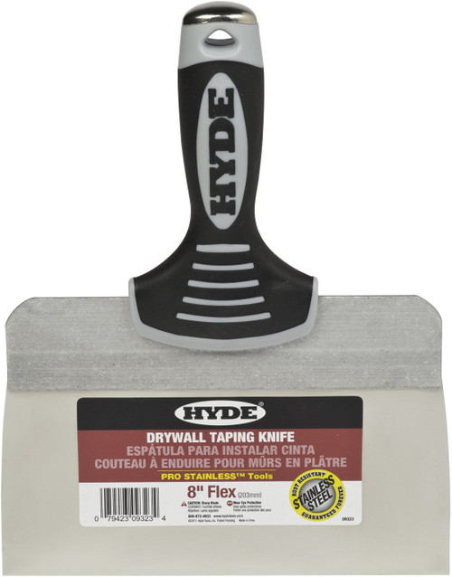 Hyde Tools 09323 8-Inch Pro Stainless Steel Taping Knife with Extruded Back, Blue