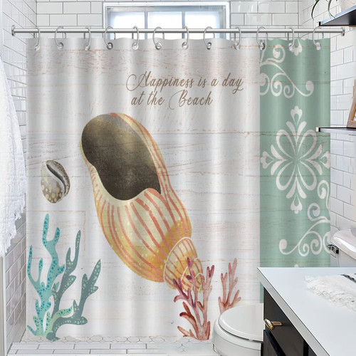 Bathroom Shower Curtain Nautical Beach Ocean Theme Underwater Sea Snail Shower Curtain for Bathroom Shells Starfish Beach Coastal Farmhouse Shower Curtain Set with Hooks Bathroom Decor 72x72 Inch