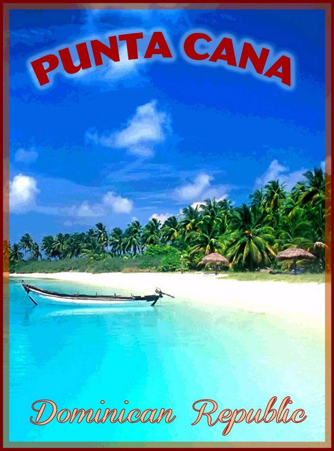 Metal Sign Wall Plaque 8X12 Inch Punta Cana Dominican Republic Caribbean Beach Travel Advertisement Art Retro Metal Poster Signs Decor House Home Tin Signs